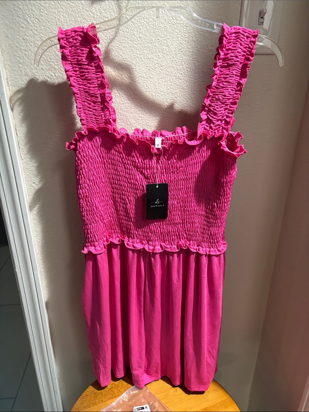 Deep Self Bright Fuchsia Smocked Ruffle Sundress M NWT